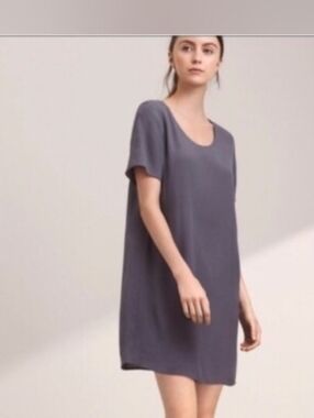 Aritzia Wilfred Free Teigan Mini T-Shirt Dress In Stone Blue